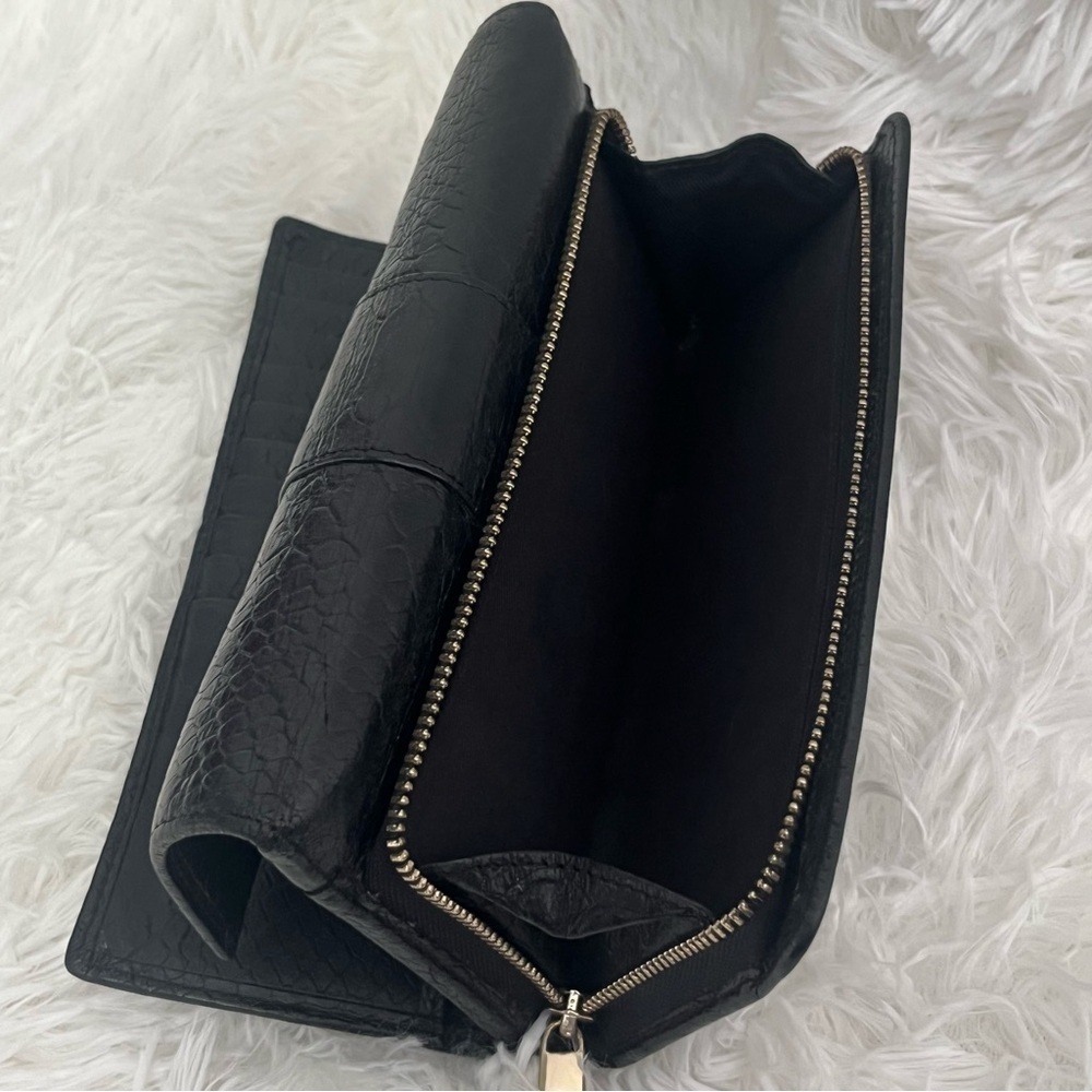 Danier Vintage Leather Python Embossed Black Wall… - image 4